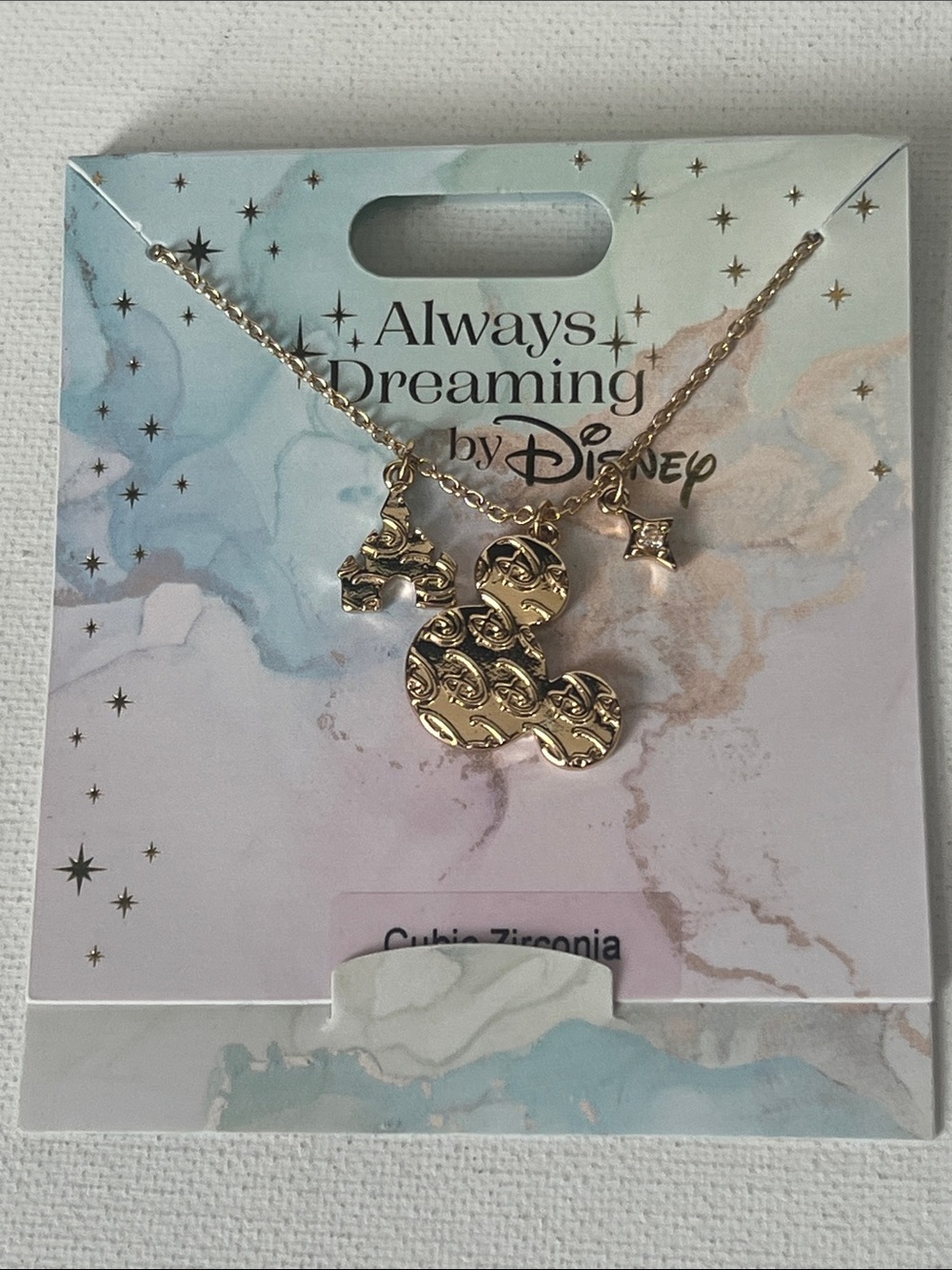 Always Dreaming Mickey Icon and Cinderella Castle necklace
